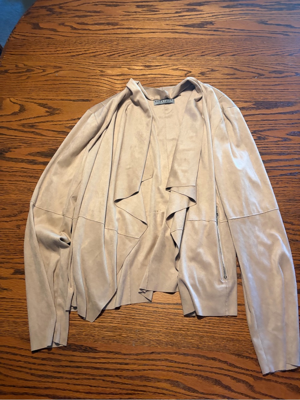 bagatelle Women's Light Taupe Draped Open Front Blazer